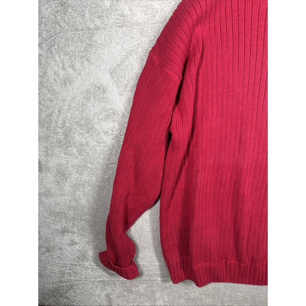 Ralph Lauren Chaps‎ Vintage 100% Wool Cable-Knit Crewneck Sweater Red Size XL - Picture 4 of 9